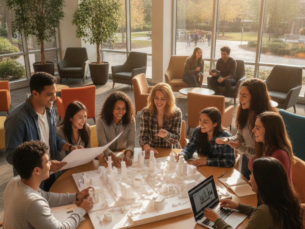 Diverse group of students on campus